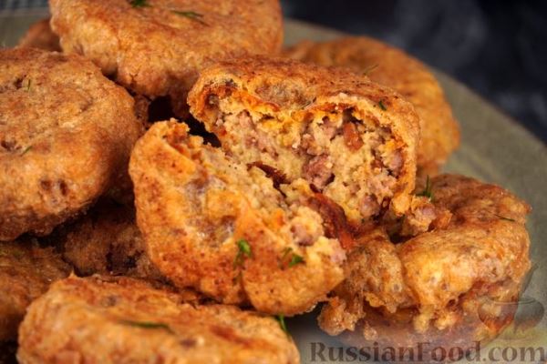 Гороховые кексы с фаршем, в панировке (без муки)