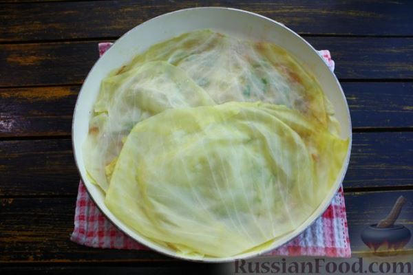 Капустная запеканка с фаршем и рисом