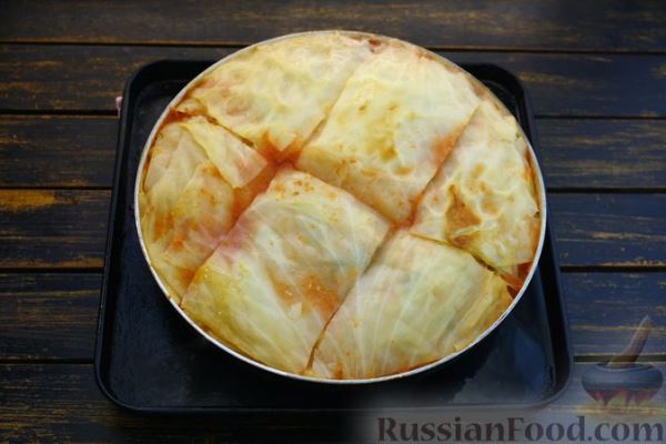 Капустная запеканка с фаршем и рисом